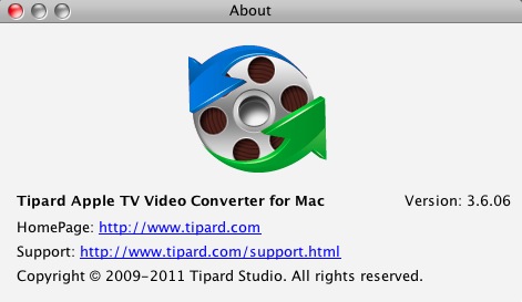 Tipard Apple TV Video Converter for Mac 3.6 : About window