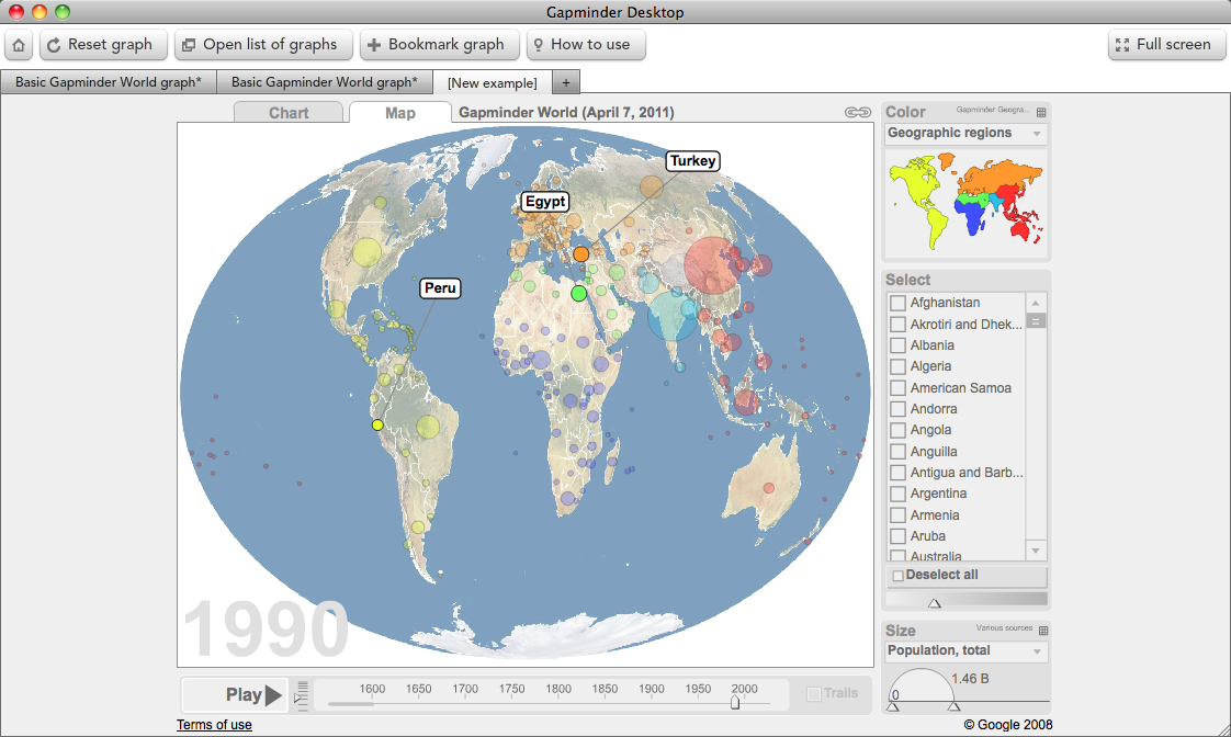 Gapminder Desktop 1.0 beta : Sample Map Statistic