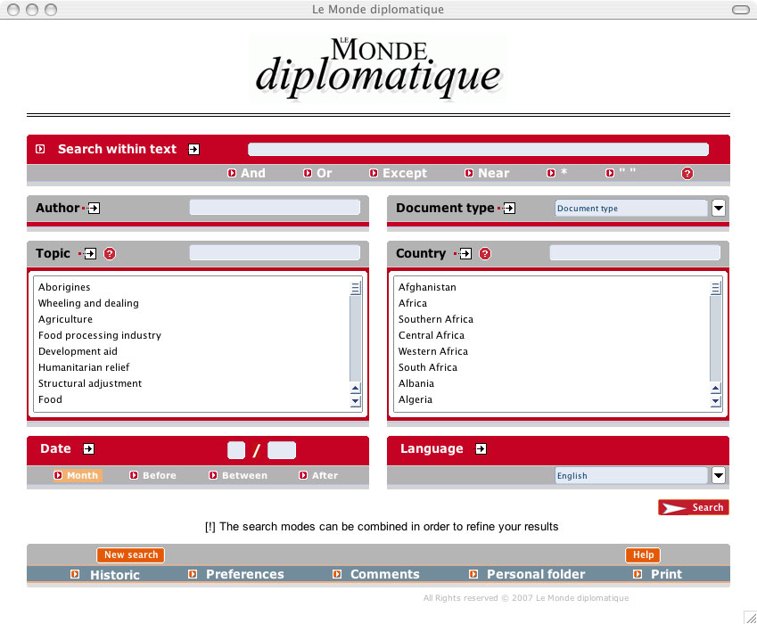 Le Monde diplomatique 1.8 : Main window