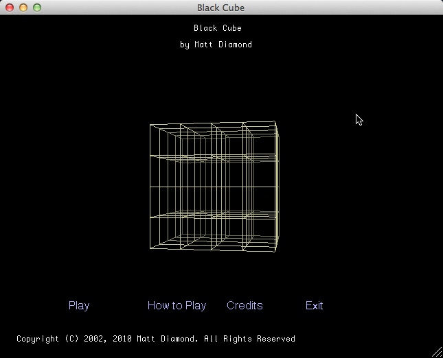 Black Cube 1.0 : main screen