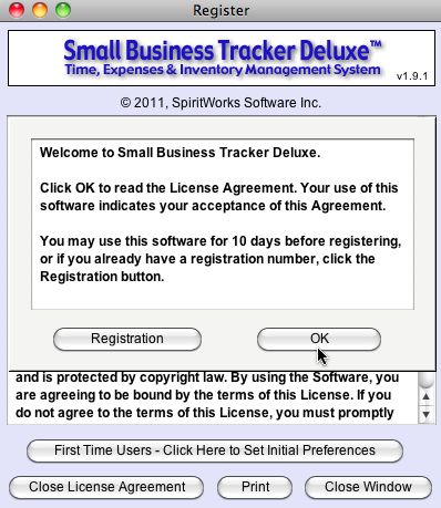 Small Business Tracker Deluxe 1.9 : Main window