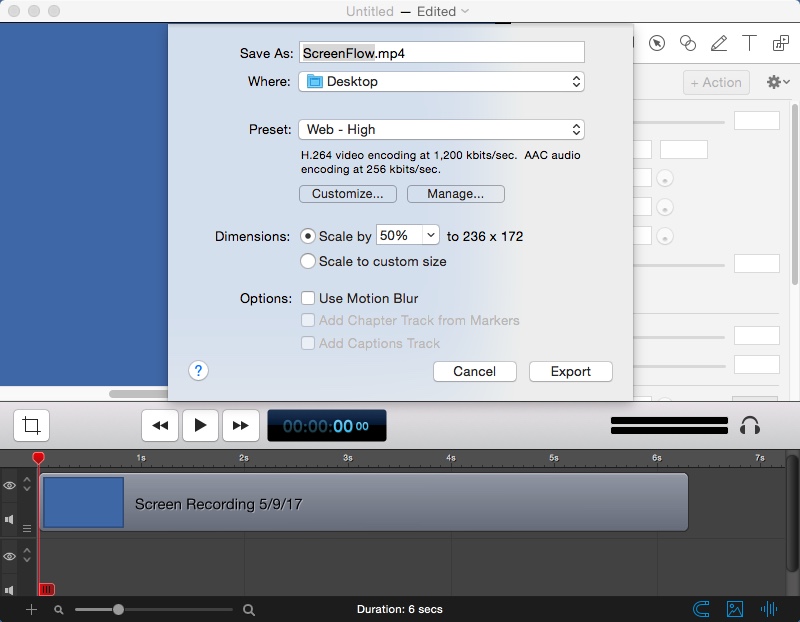 ScreenFlow 6.2 : Exporting Video Recording