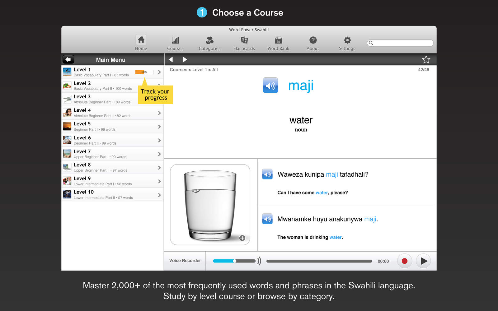 WordPower Learn Swahili Vocabulary by InnovativeLanguage.com 4.5 : Main Window