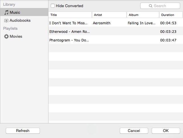 Macsome iTunes Music Converter 2.1 : Selecting Input Files