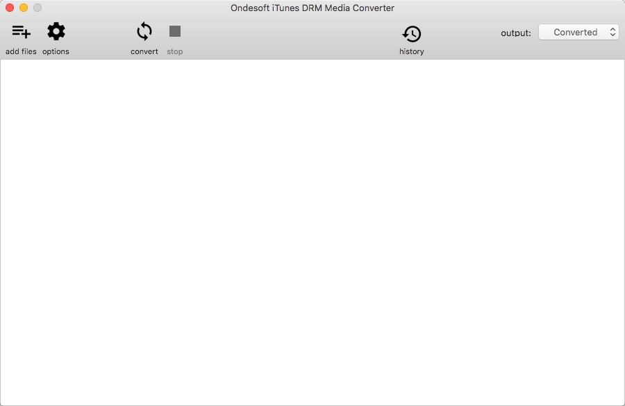 Ondesoft iTunes DRM Media Converter 1.0 : Main Window