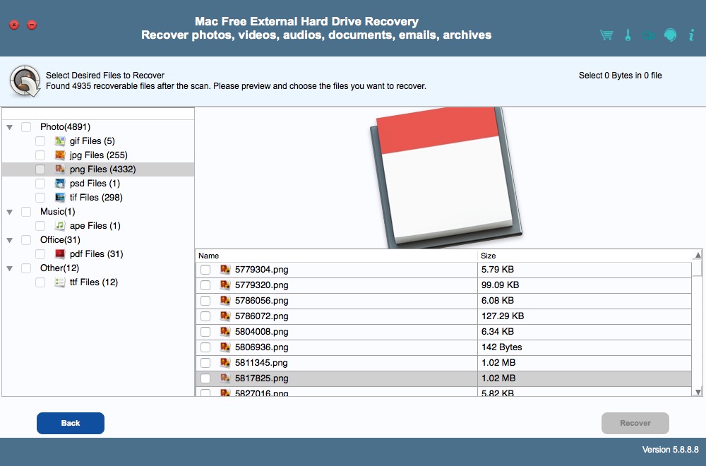 Mac Free External Hard Drive Recovery 5.8 : Scan Results