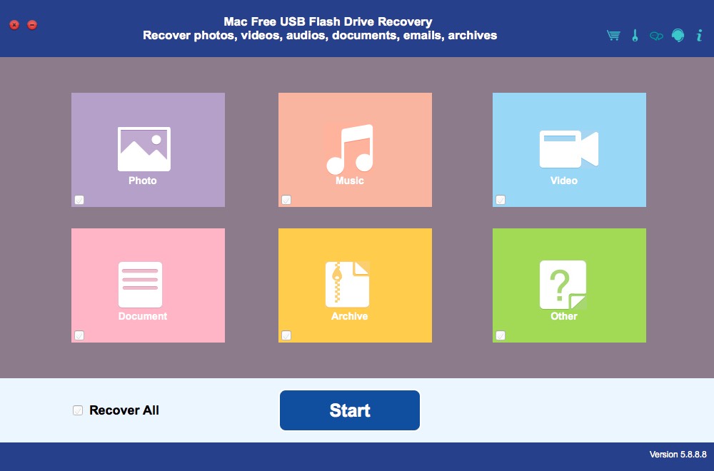 Mac Free USB Flash Drive Recovery 5.8 : Main Window