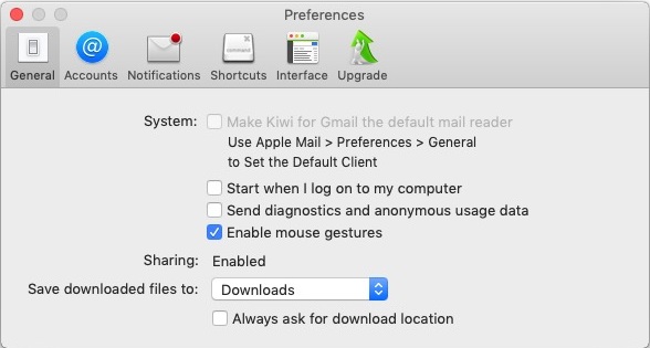 Kiwi for Gmail Lite 2.0 : General Preferences 