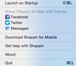 Shazam 1.2 : Main Menu