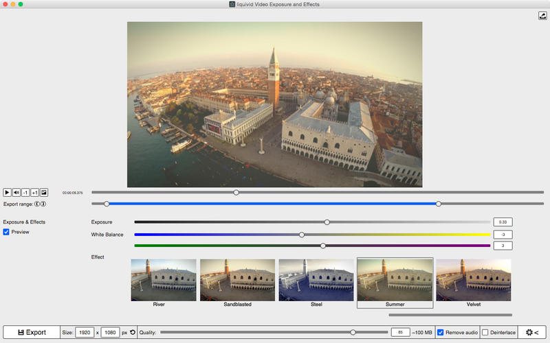 liquivid Video Exposure and Effects 1.0 : Main window