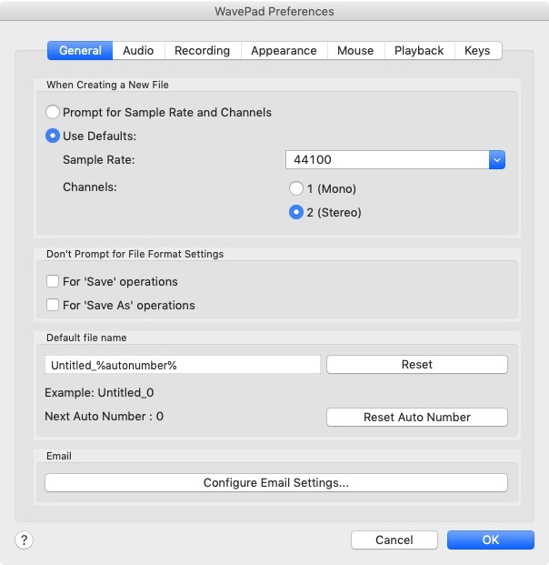 Wavepad Audio Editor Free 9.5 : WavePad Preferences 
