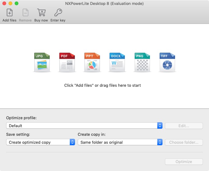 NXPowerLite Desktop 8.0 : Welcome Screen 