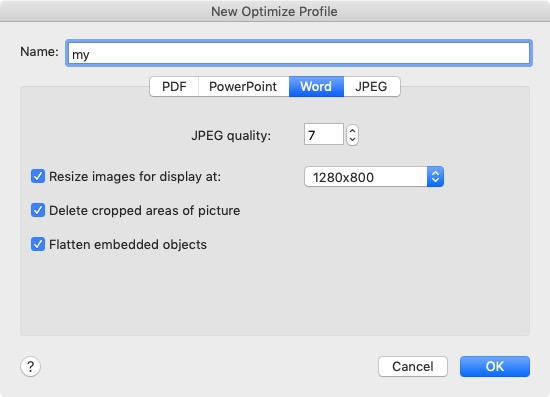 NXPowerLite Desktop 8.0 : New Optimized Profile - Word