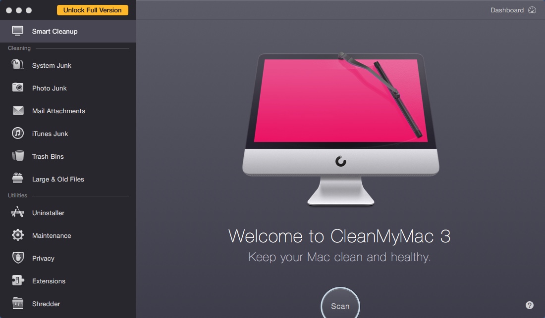 CleanMyMac 3.6 : Welcome Window