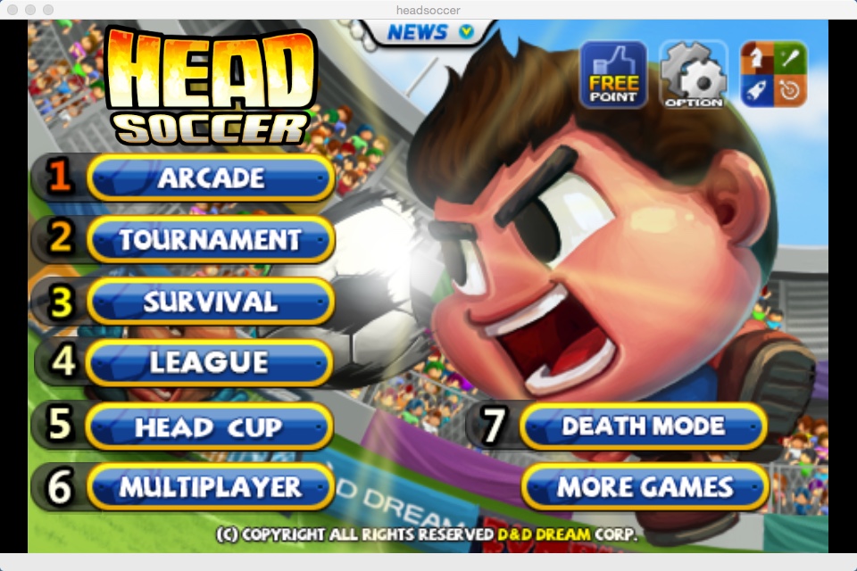 Head Soccer 5.3 : Main Menu