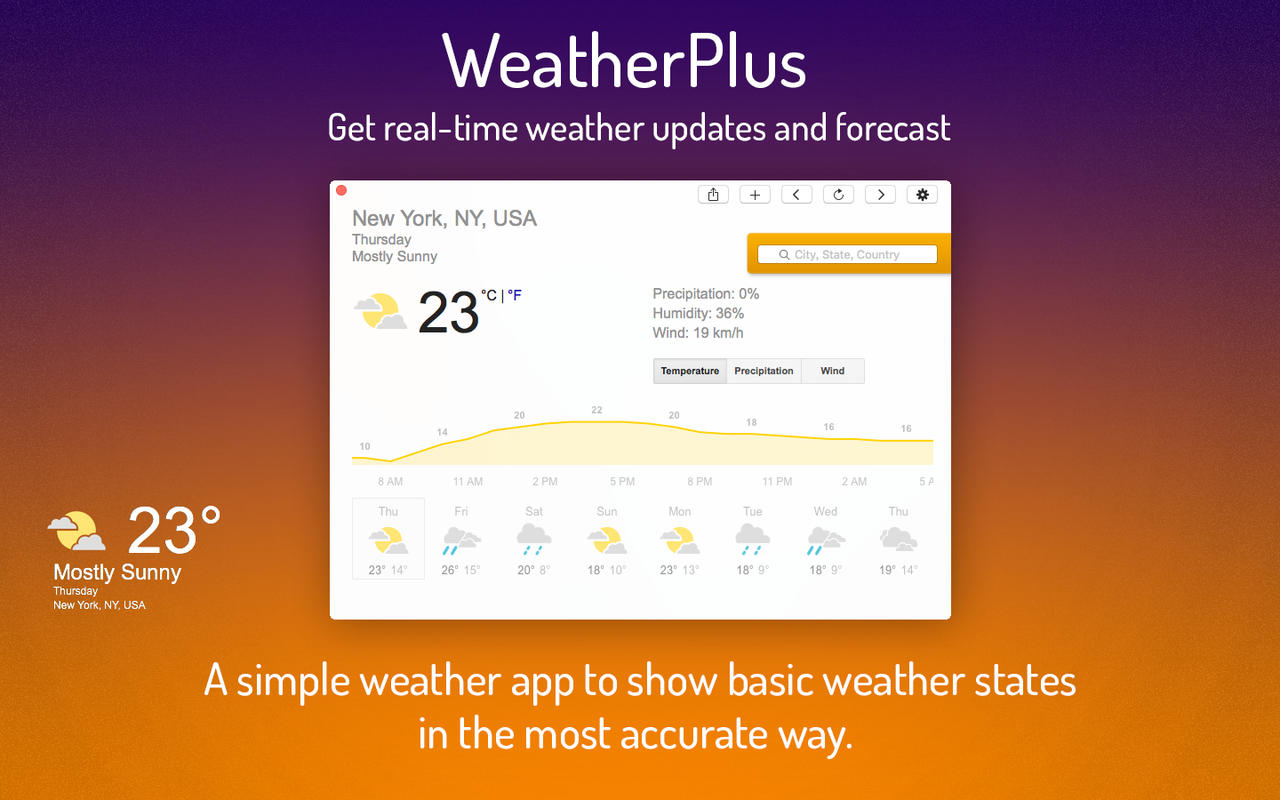 WeatherPlus 1.1 : Main Window