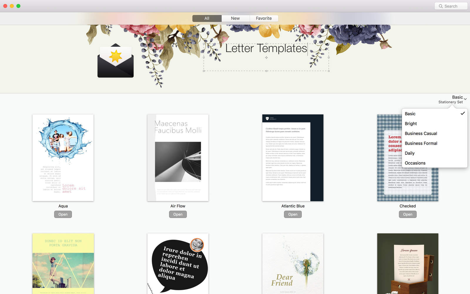 Letter Templates for Pages 4.1 : Main Window