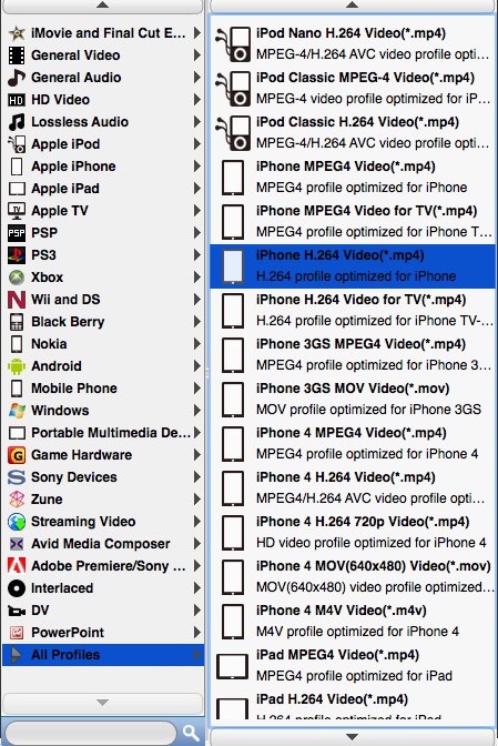 7thShare Mac Any Blu-ray Ripper 3.3 : Output Profile Options
