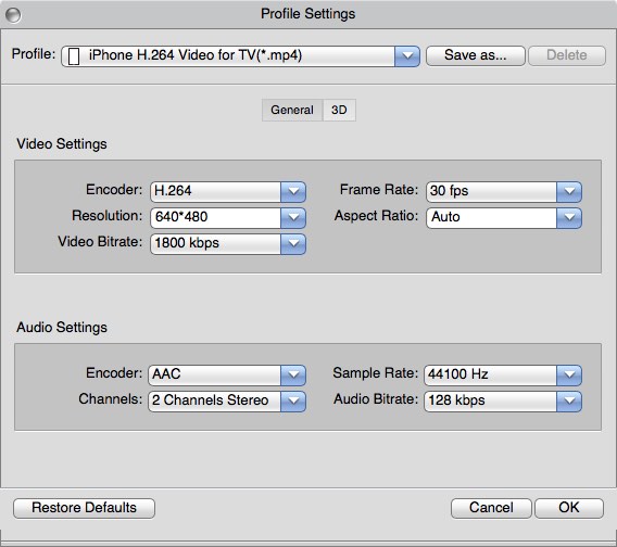 7thShare Mac Any Blu-ray Ripper 3.3 : Profile Setings
