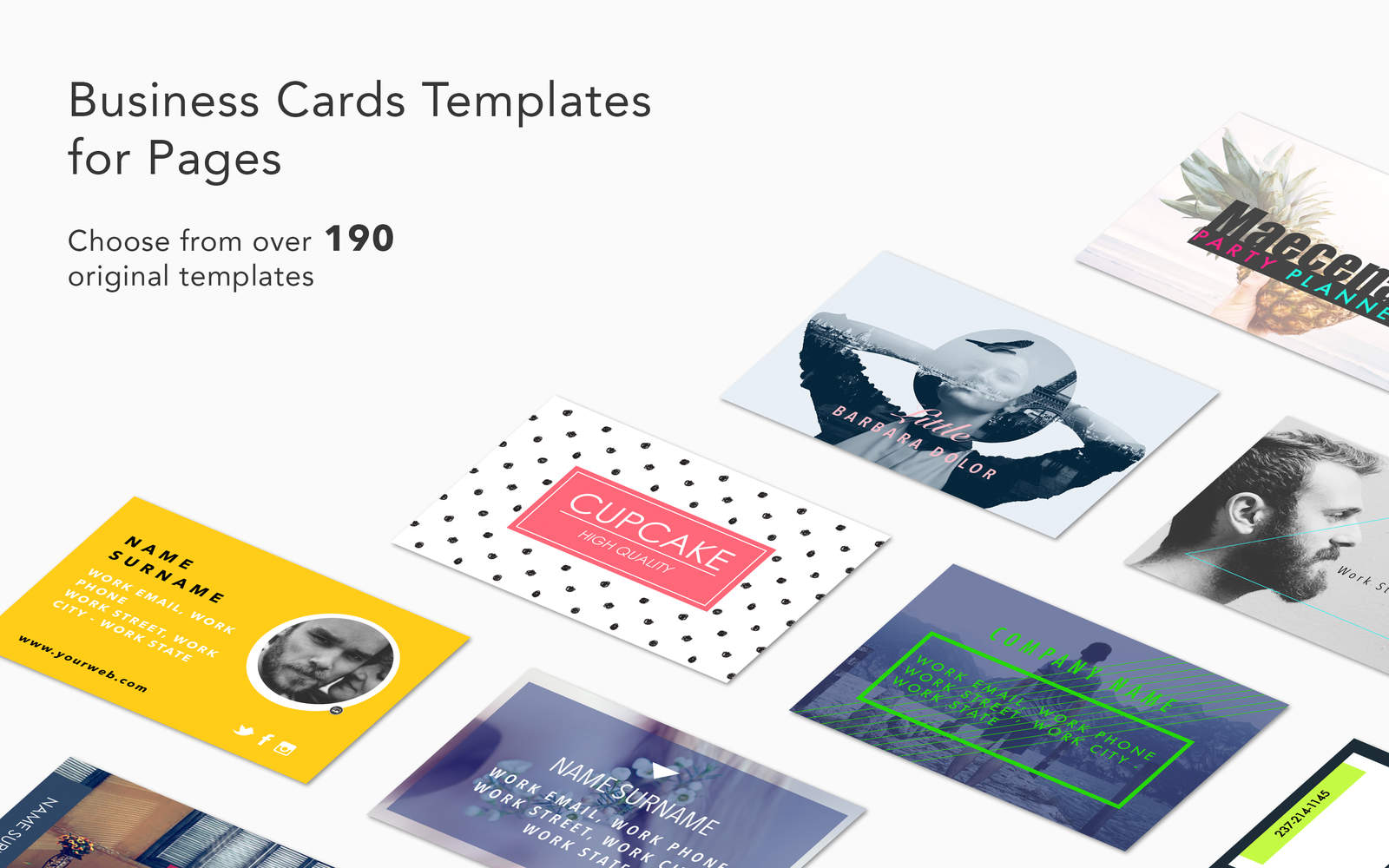 Business Cards Templates for Pages 1.2 : Main Window