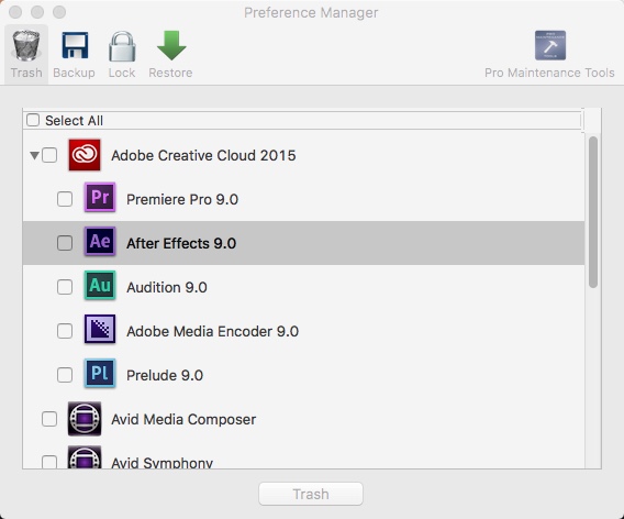 Preference Manager 4.4 : Trash Window