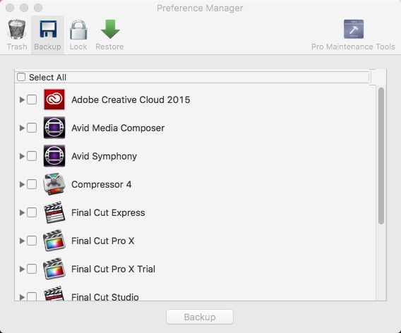 Preference Manager 4.4 : Backup Window
