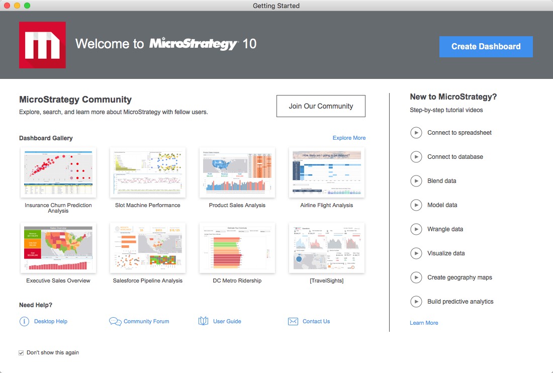 MicroStrategy Desktop 10.5 : Main Window