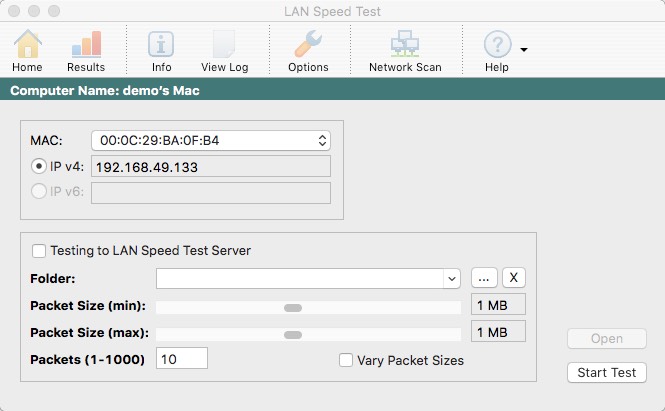 LAN Speed Test 4.0 beta : Main Window