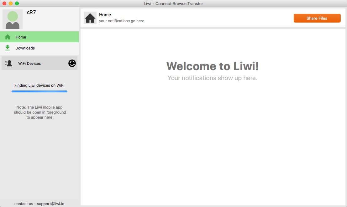 Liwi 1.0 : Main window