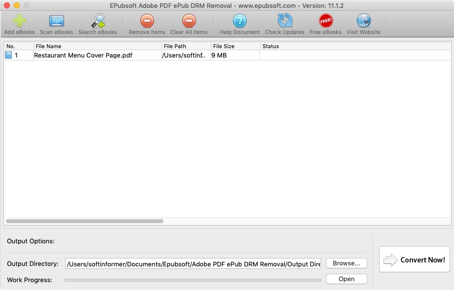 EPubsoft Adobe PDF ePub DRM Removal 11.1 : Main Screen 