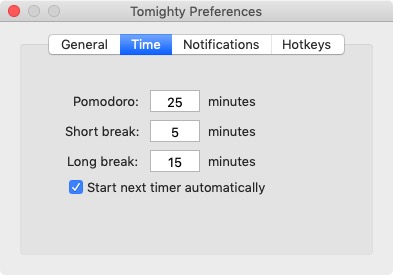 Tomighty 1.2 : Time Preferences 