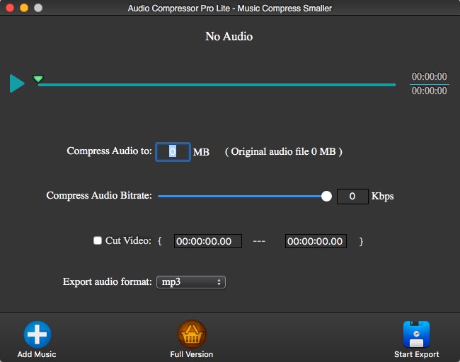 Audio Compressor Pro Lite - Music Compress Smaller 3.1 : Main window