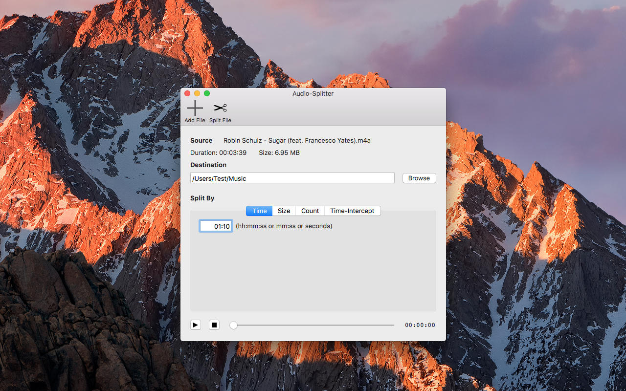 AudioSplitter 1.0 : Main Window
