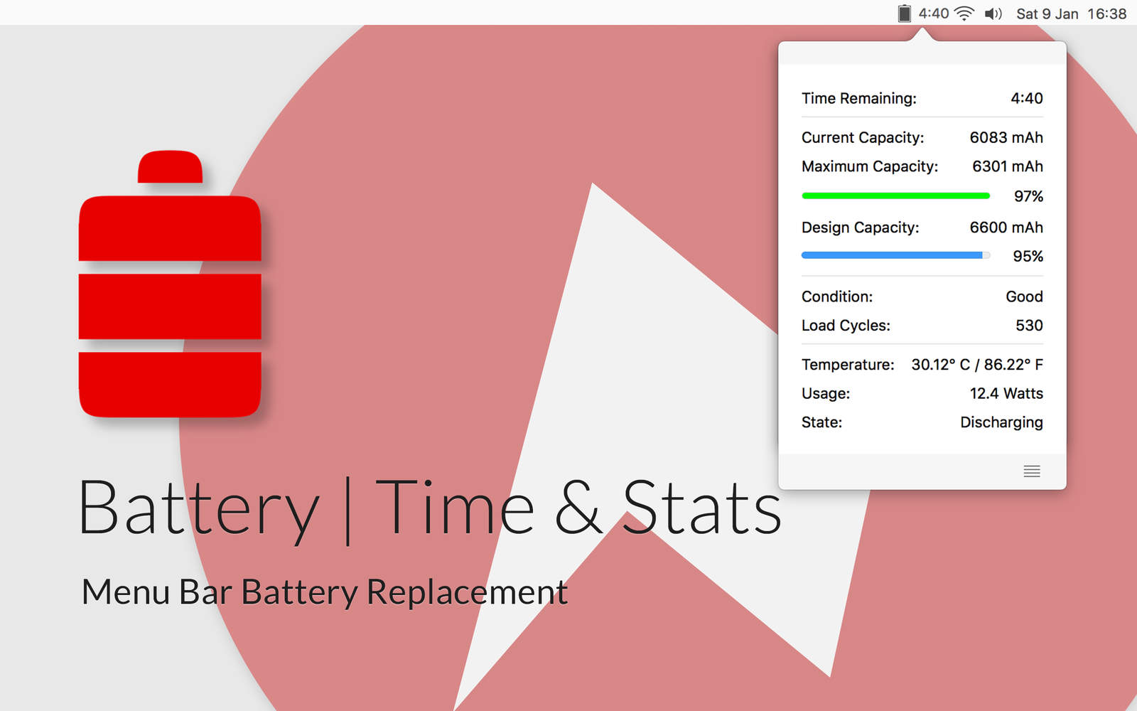 Battery Time & Stats 1.1 : Main Window