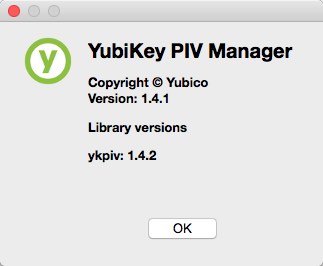 YubiKey PIV Manager 1.4 : About Window