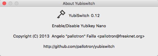 yubiswitch 0.1 : About Window