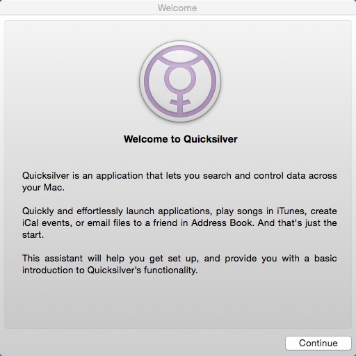 Quicksilver 1.5 : Welcome Window
