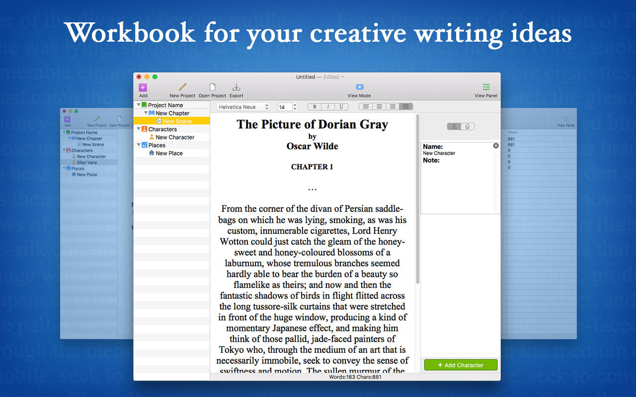 Draft Writing - Creative Text Editor 1.0 : Main Window
