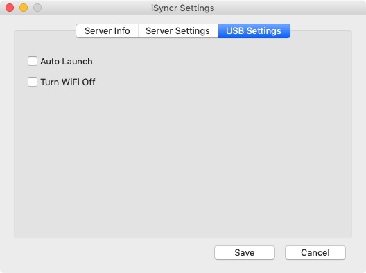 iSyncr 5.1 : USB Settings