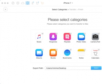 Selecting iOS File Category For Transfer
