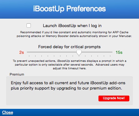 iBoostUp 5.6 : Preferences Window