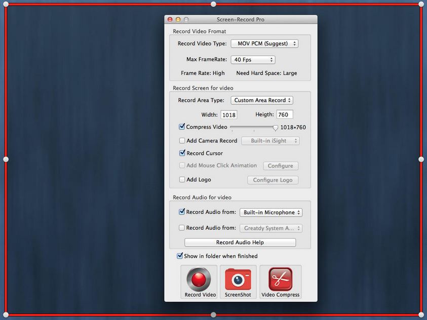 Screen Recorder Pro - Screen Capture HD Video Lite 3.1 : Main Window