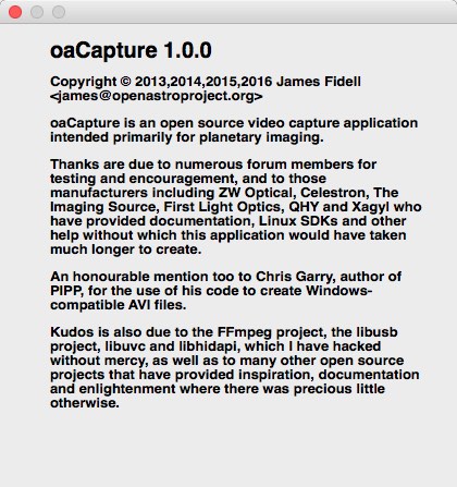 oaCapture 1.0 : About Window