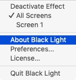 Black Light 2.3 : Menu