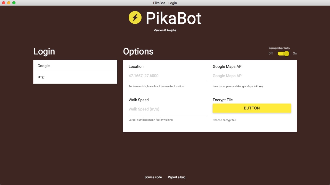 PikaBot 0.2 : Main window