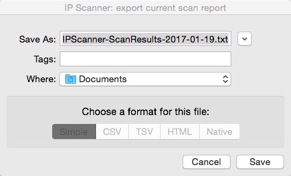 IP Scanner 3.5 : Exporting Offered Info