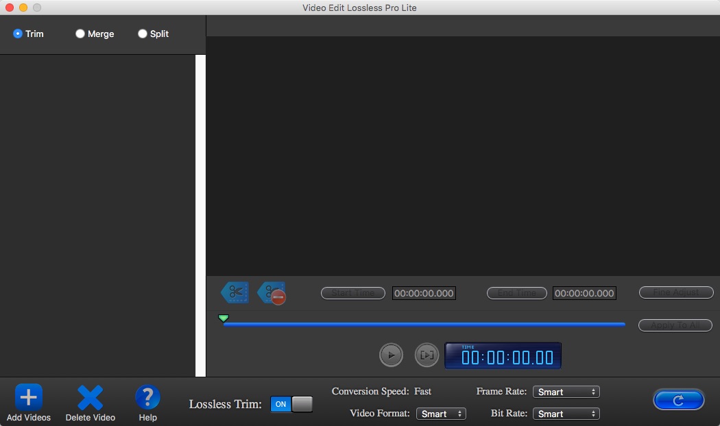 Video Edit Lossless Pro Lite 3.2 : Main window