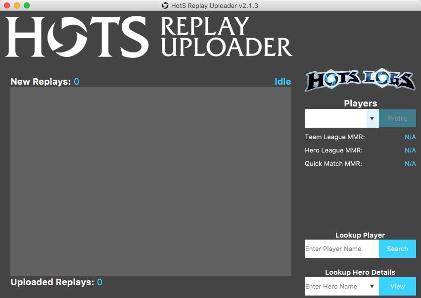 HotS Replay Uploader 2.1 : Main window
