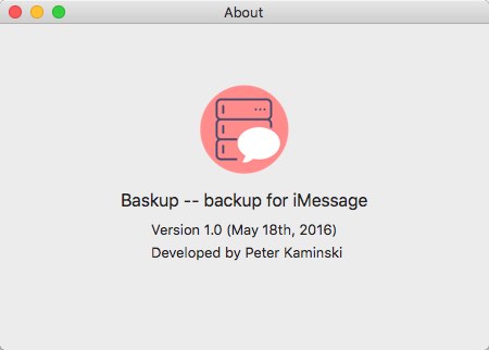 Baskup - backup for iMessage 1.0 : About Window