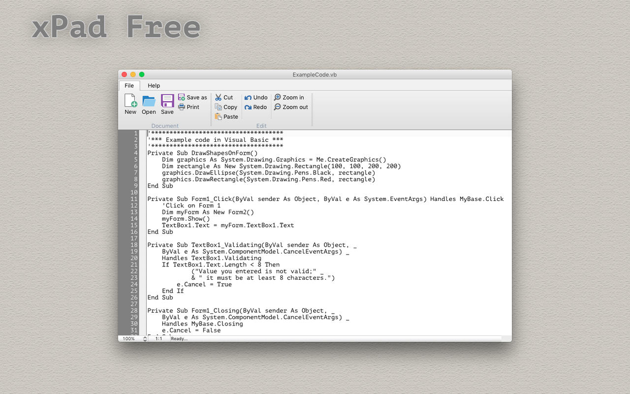 xPad Free 1.0 : Main Window